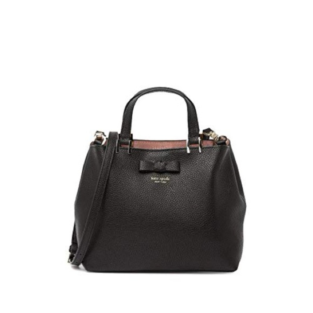 kate spade Black Pebbled Leather Bow Crossbody Satchel